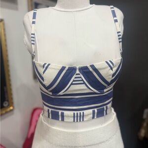 Victoria's Secret blue white striped corset bra